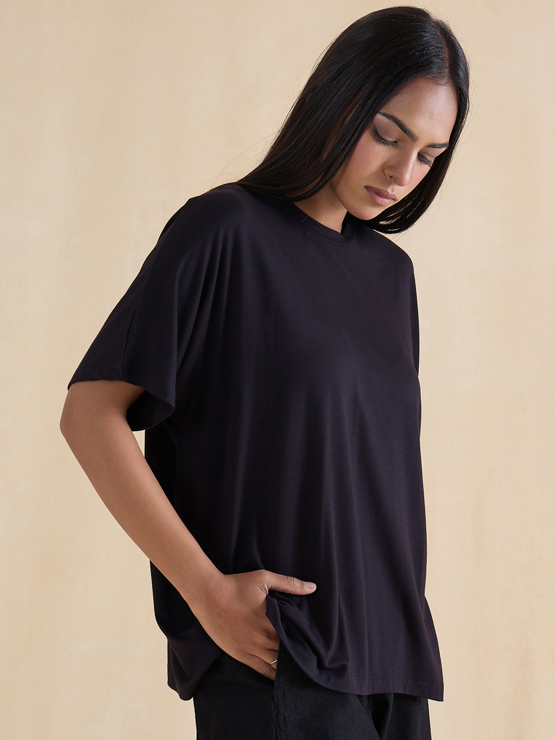 Bamboo Black Easy Fit T-Shirt