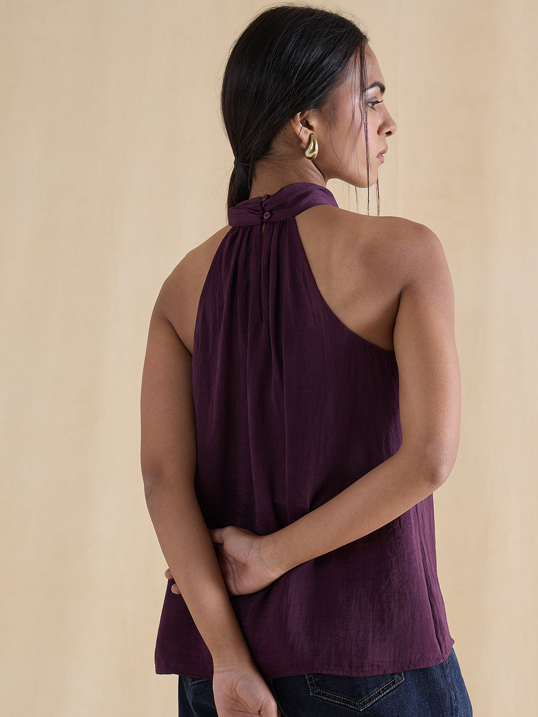 deep-purple-satin-twist-neck-halter-top-ff-5493c