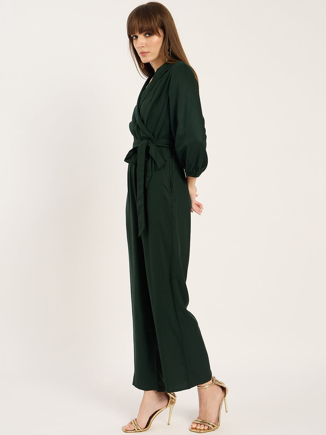 Green Lapel Detail Jumpsuit