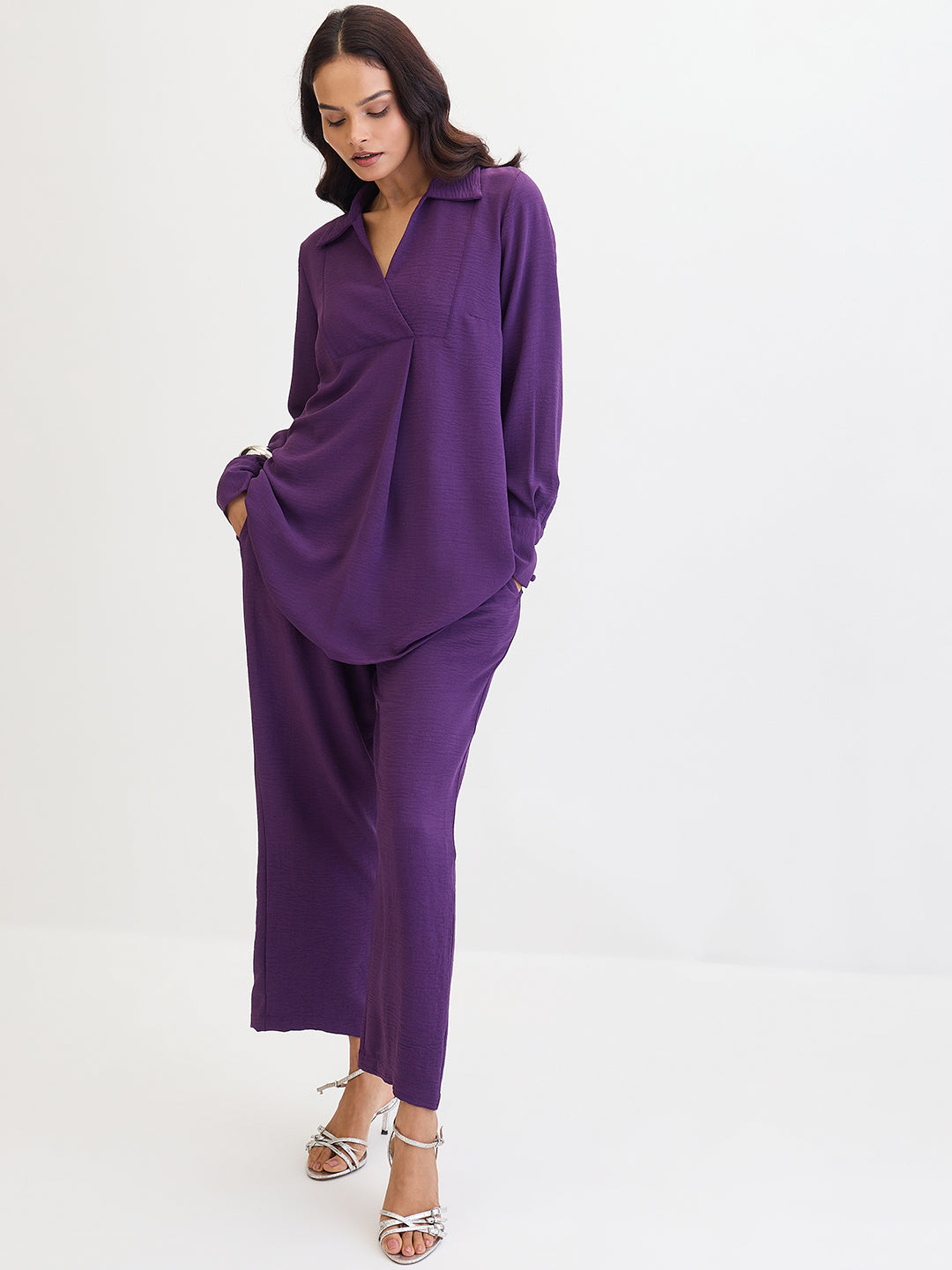 Deep Purple Yoke Detail Co-Ord