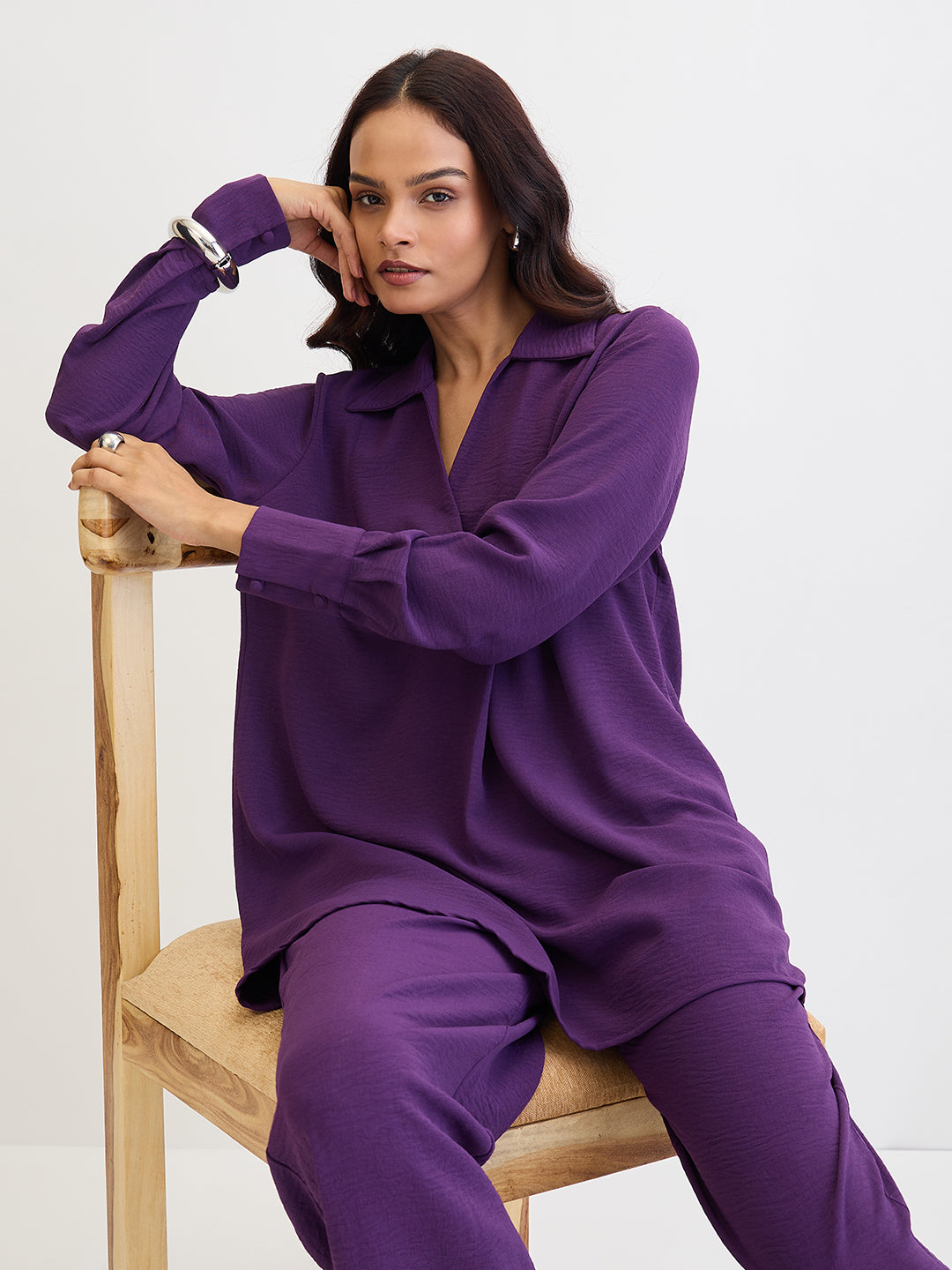 Deep Purple Yoke Detail Co-Ord