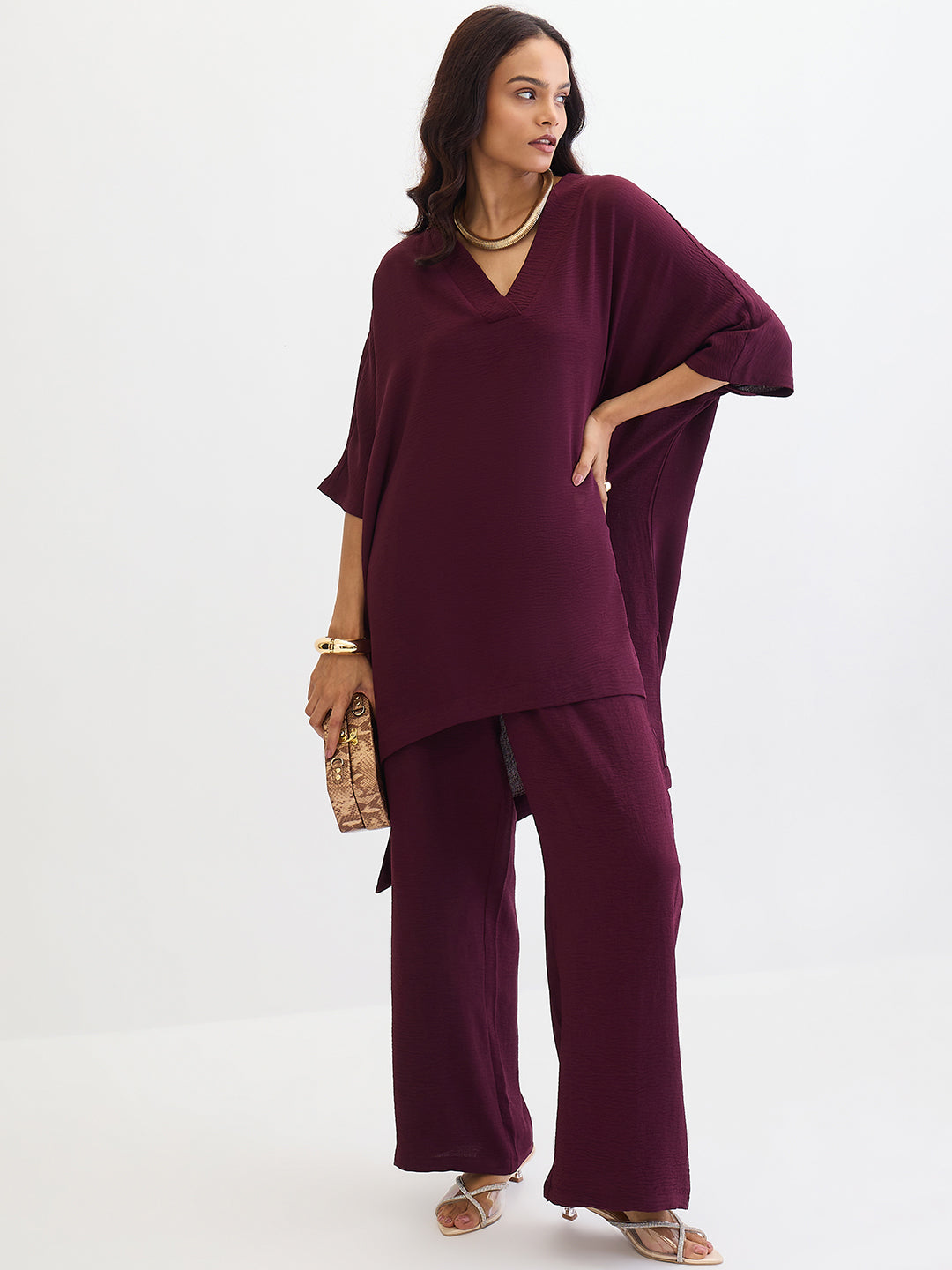 Wine Asymmetric Co-Ord Set