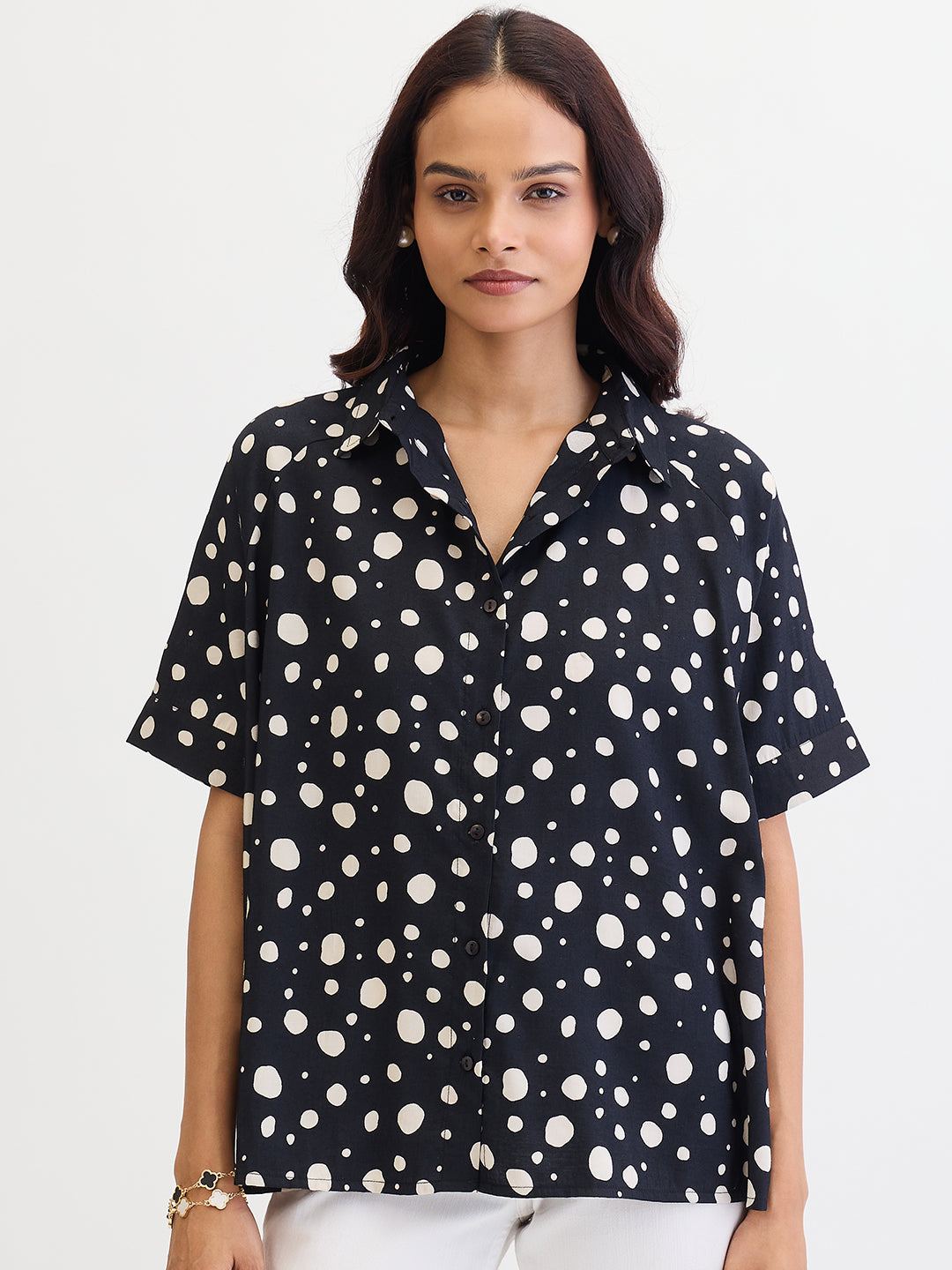 Black Polka Dot Oversize Shirt