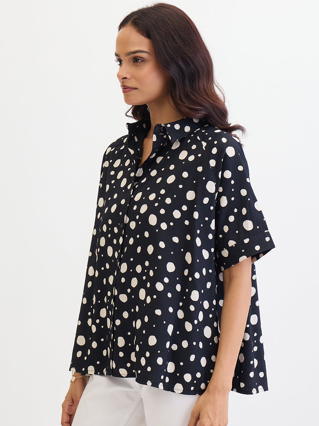 Black Polka Dot Oversize Shirt