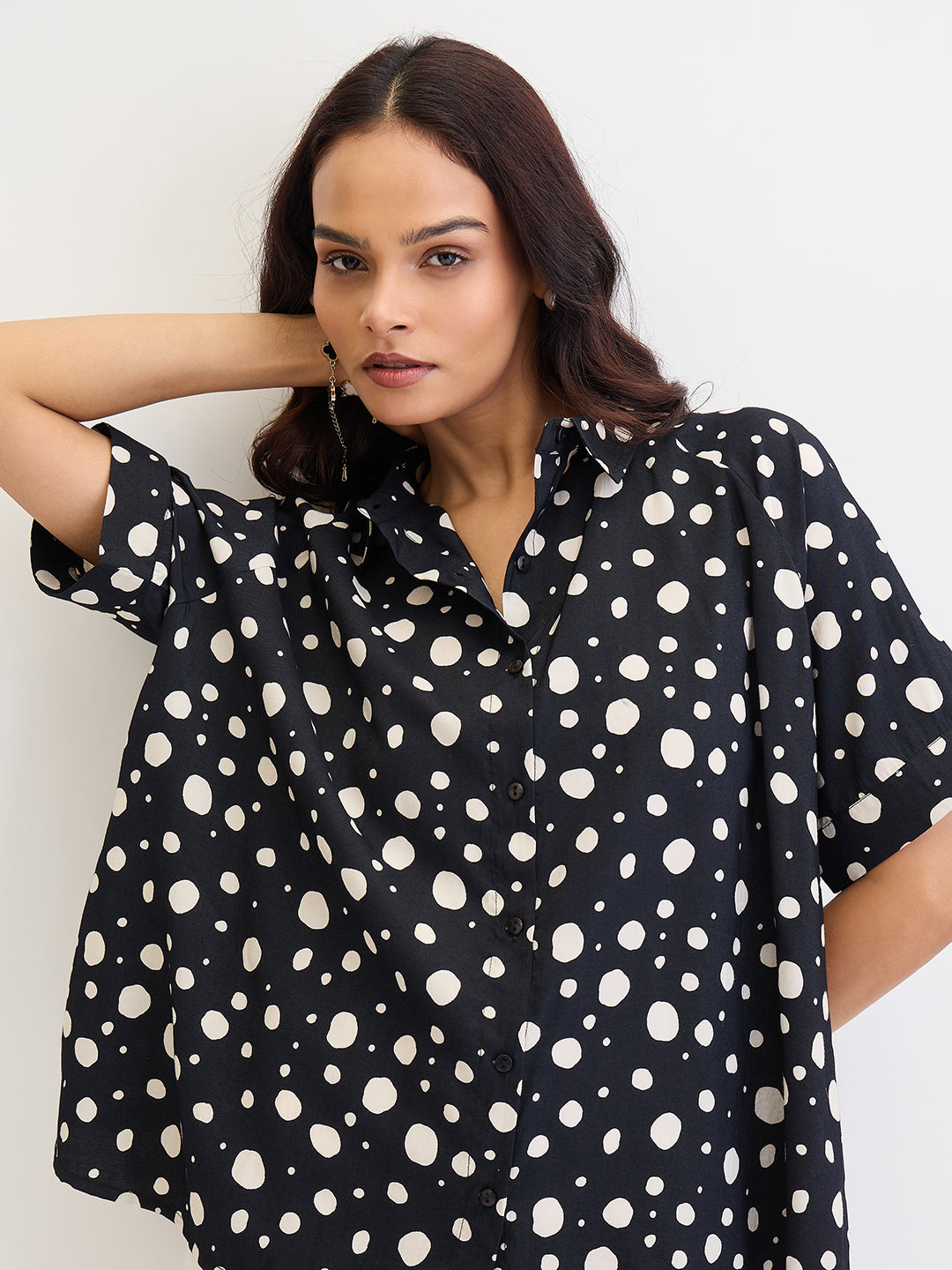 Black Polka Dot Oversize Shirt