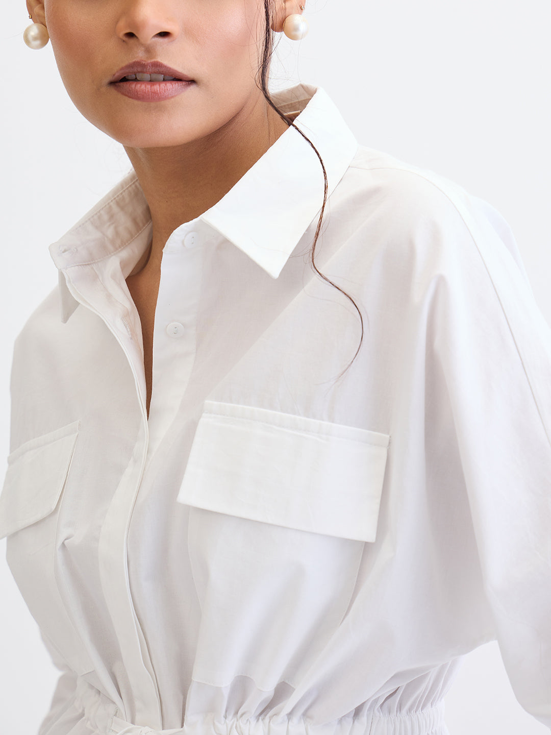 White Poplin Dual Pocket Shirt