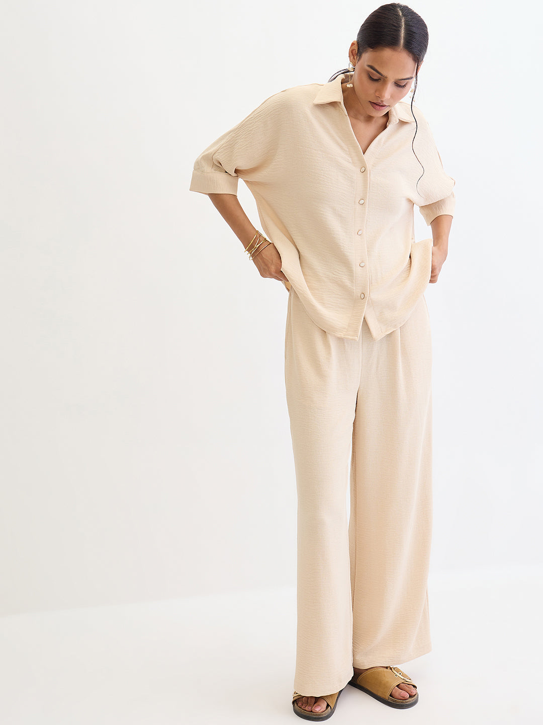 Cream Kimono Shirt Co-Ord