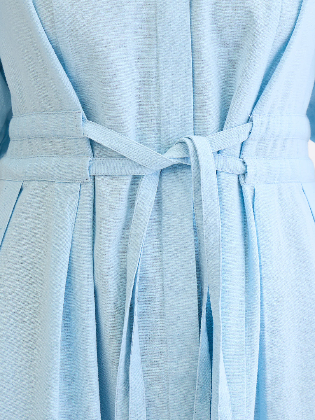 Light Blue Cotton Linen Maxi Dress
