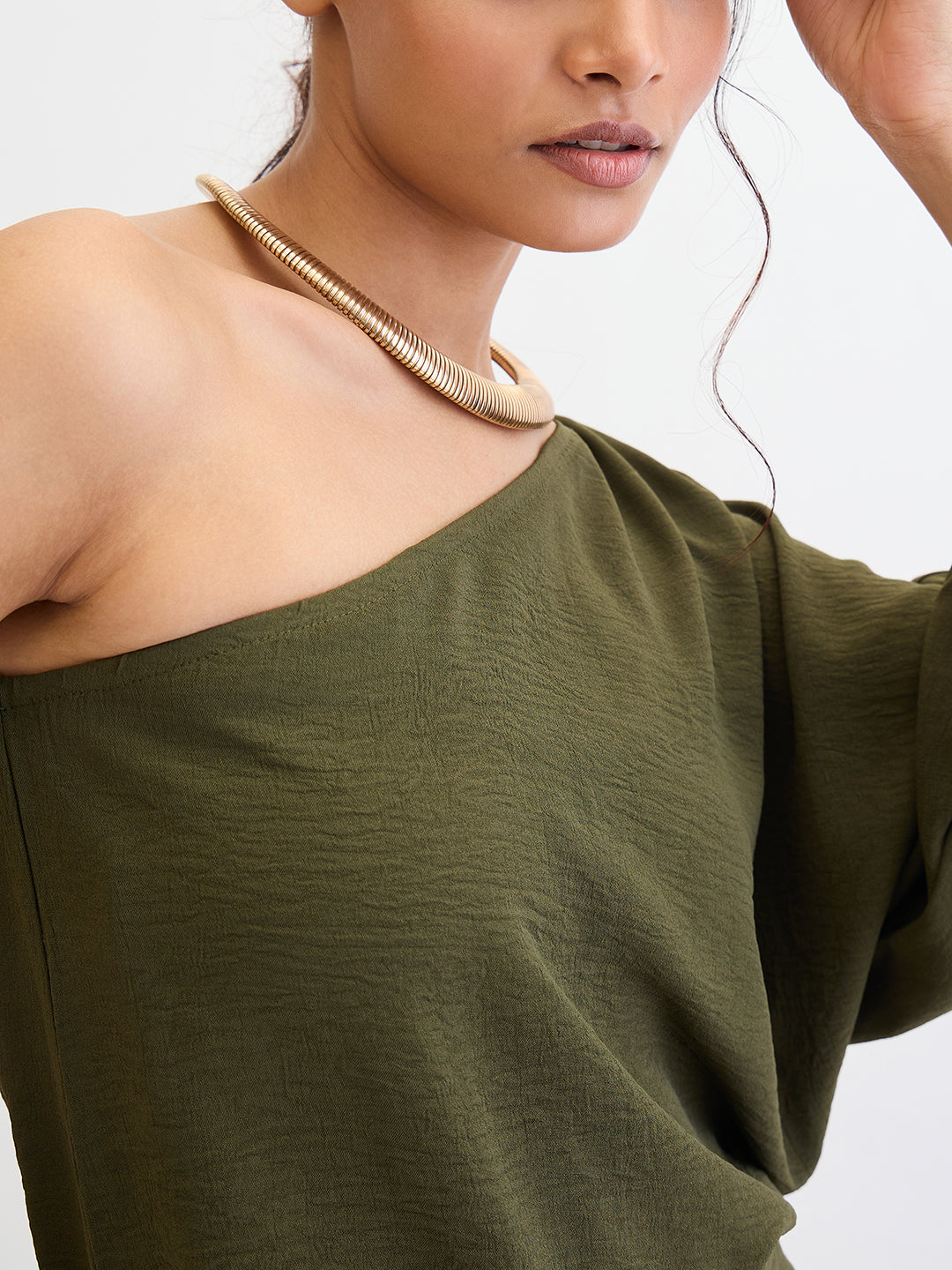 Olive One Shoulder Skirt Co-Ord