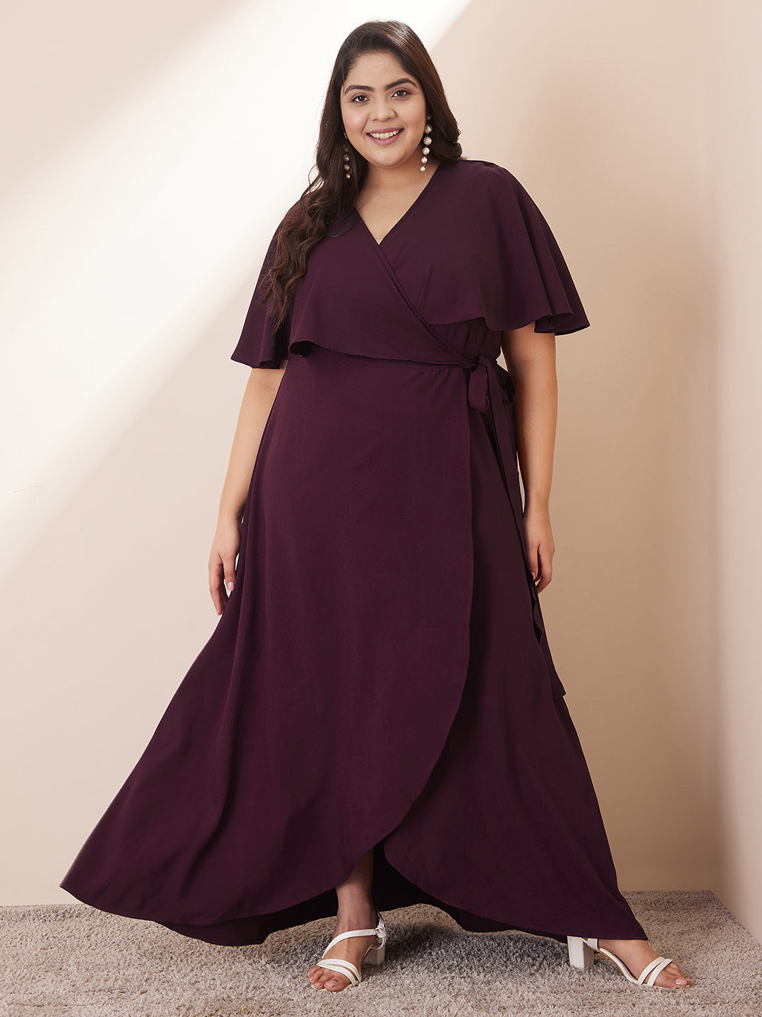 Wine Wrap Formal Maxi Dress