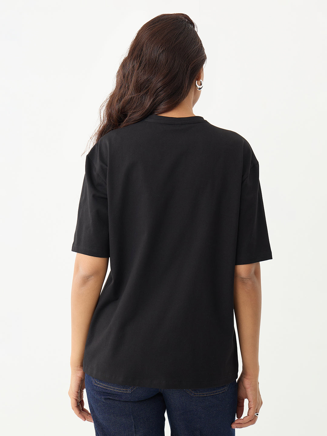 Black Oversize Cotton Knit T-Shirt