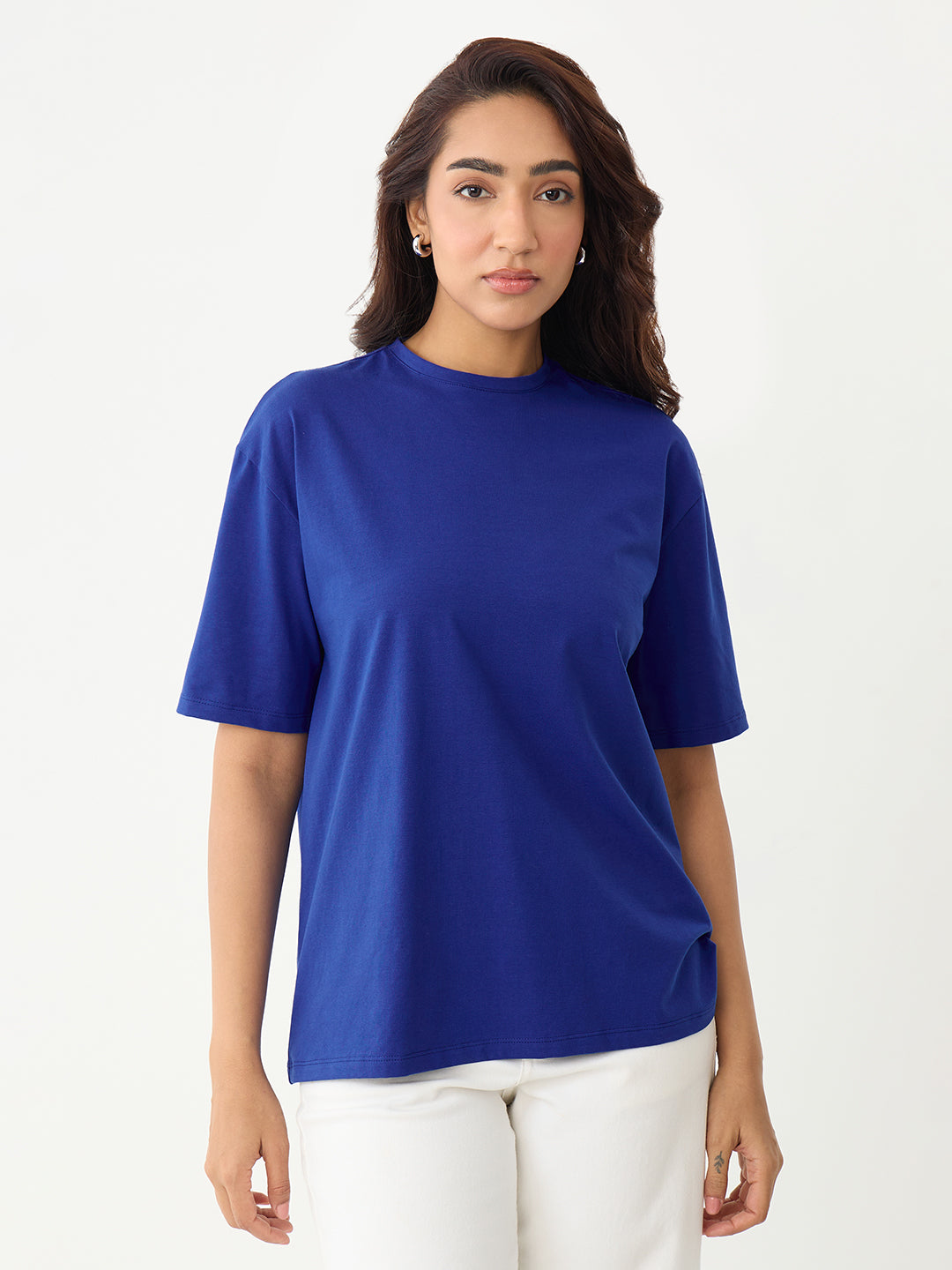 Royal Blue Oversize Cotton Knit T-Shirt