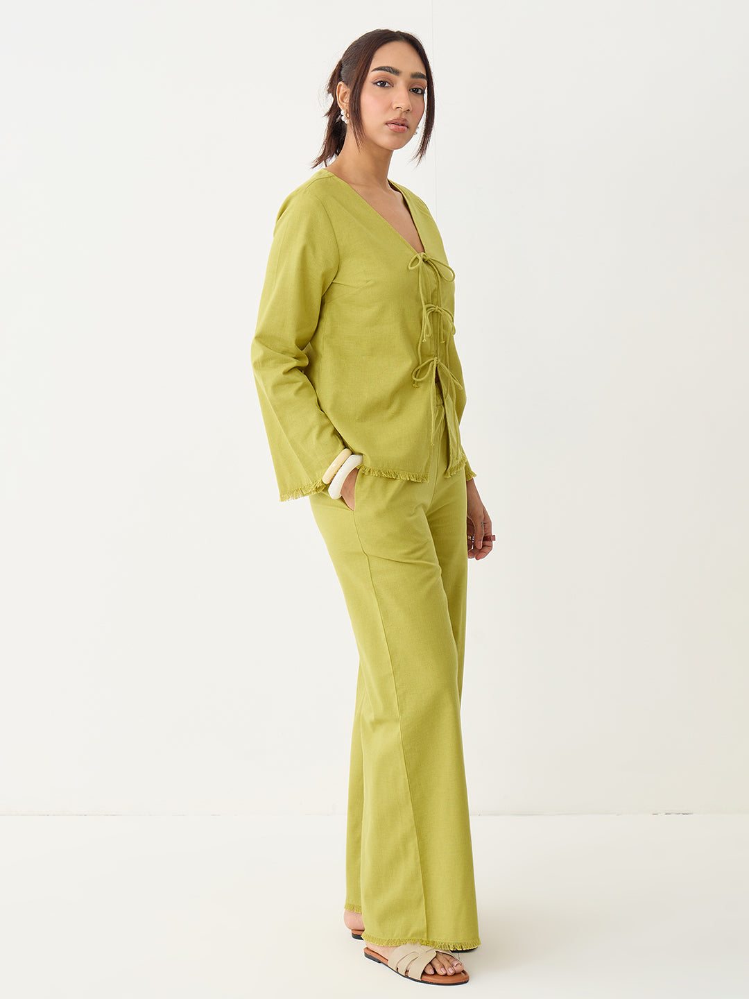 LinenLite Citrine Green Tie-up Co-ord