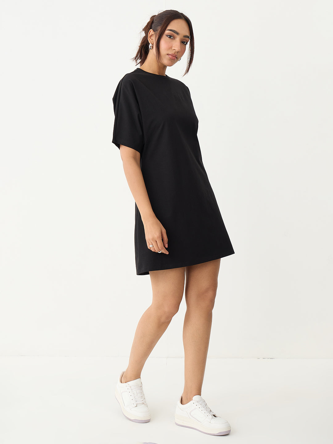 Black Knit Kimono Sleeves Mini Dress
