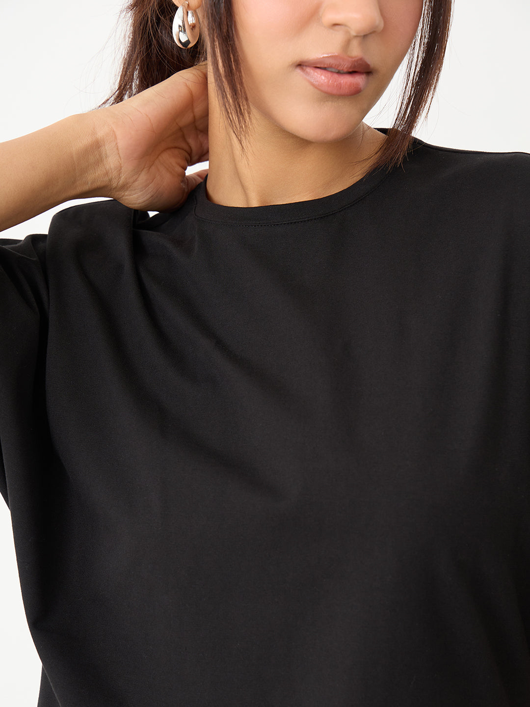 Black Knit Kimono Sleeves Mini Dress