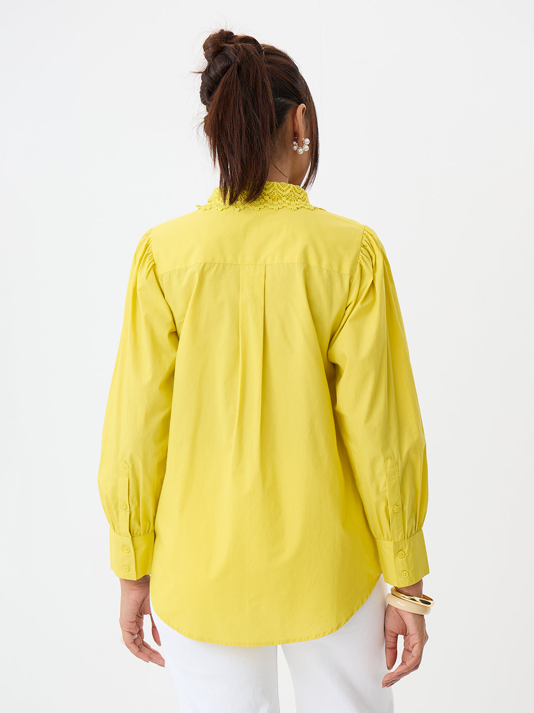 PaperLite Poplin Citrine Lace Detail Shirt