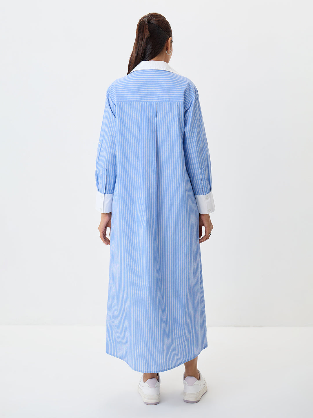 Blue Stripe Colorblock Maxi Dress