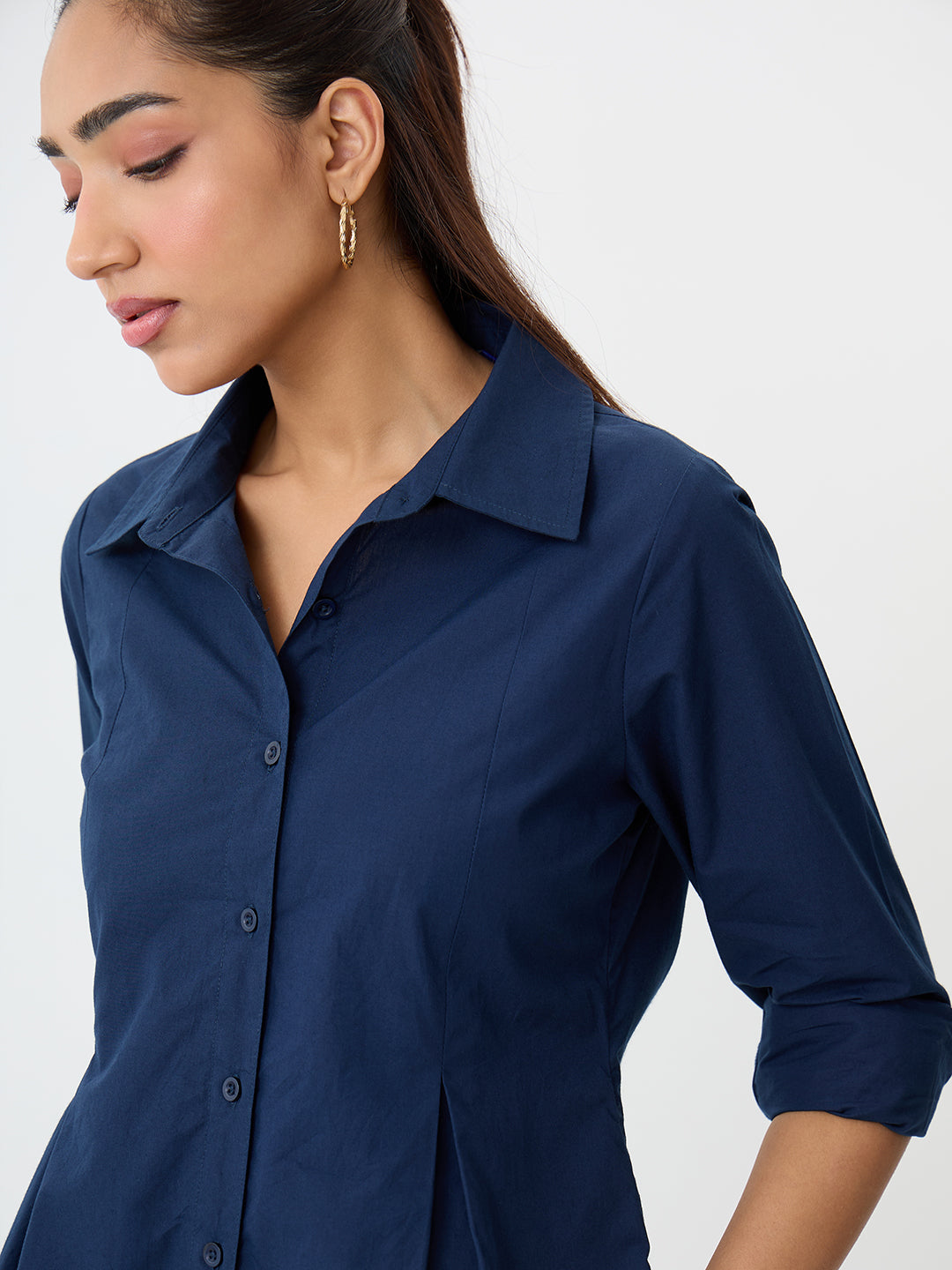 Navy Poplin Tunic And Pants Co-Ord