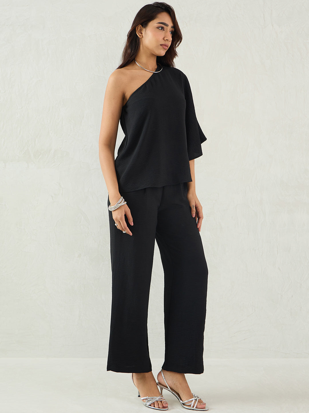 Black One Shoulder Co-Ord Set