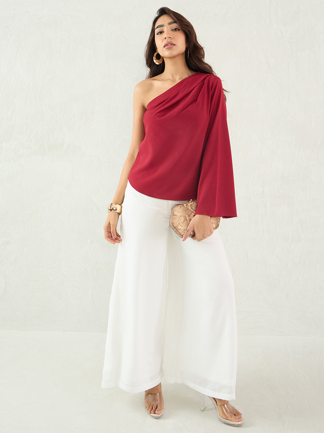 White Wide Leg Satin Pant
