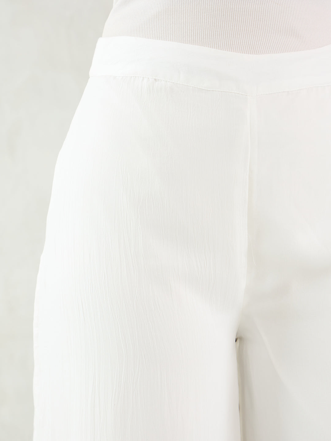 White Wide Leg Satin Pant