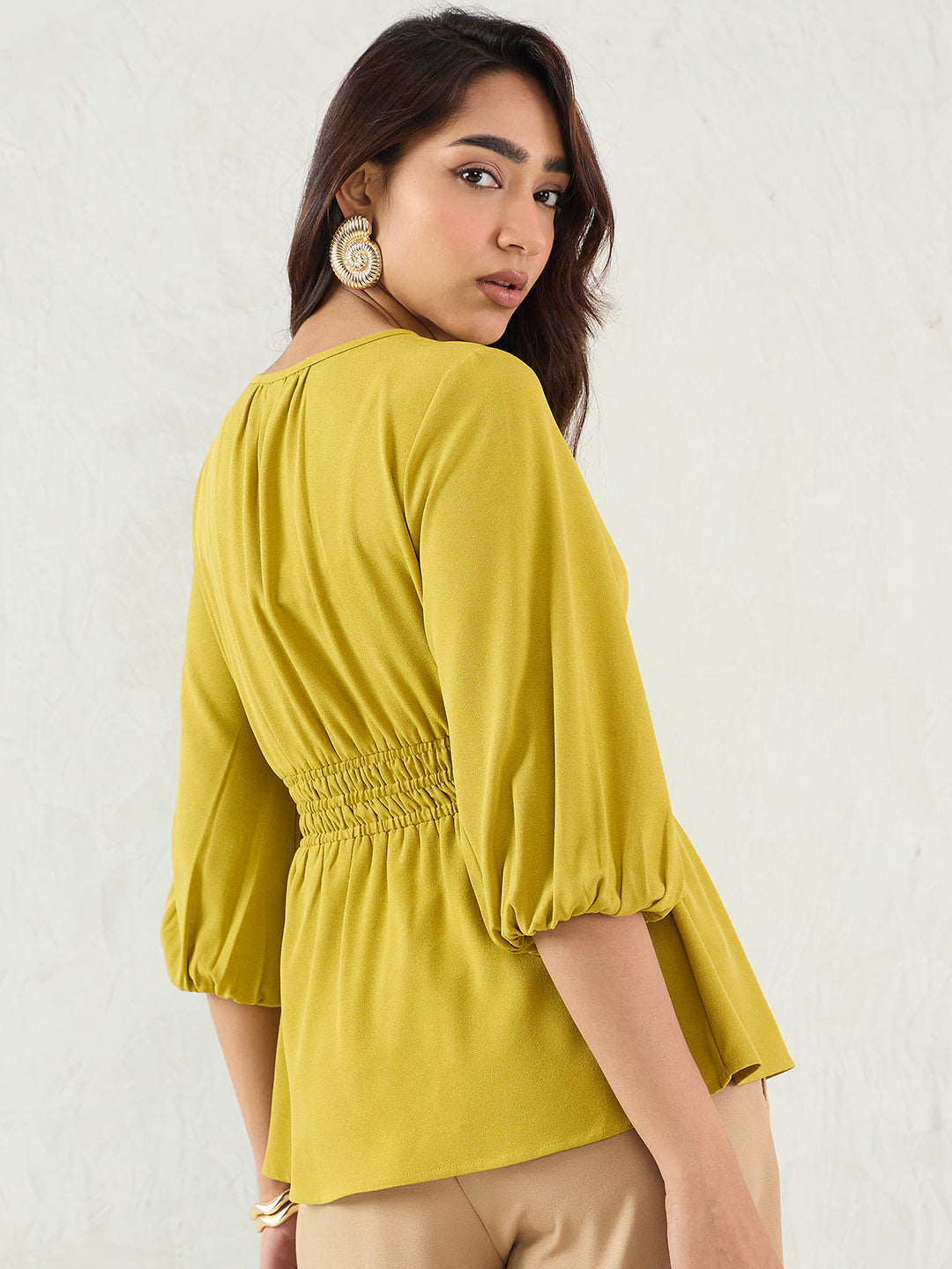 Citrine Green Cinched Waist Top