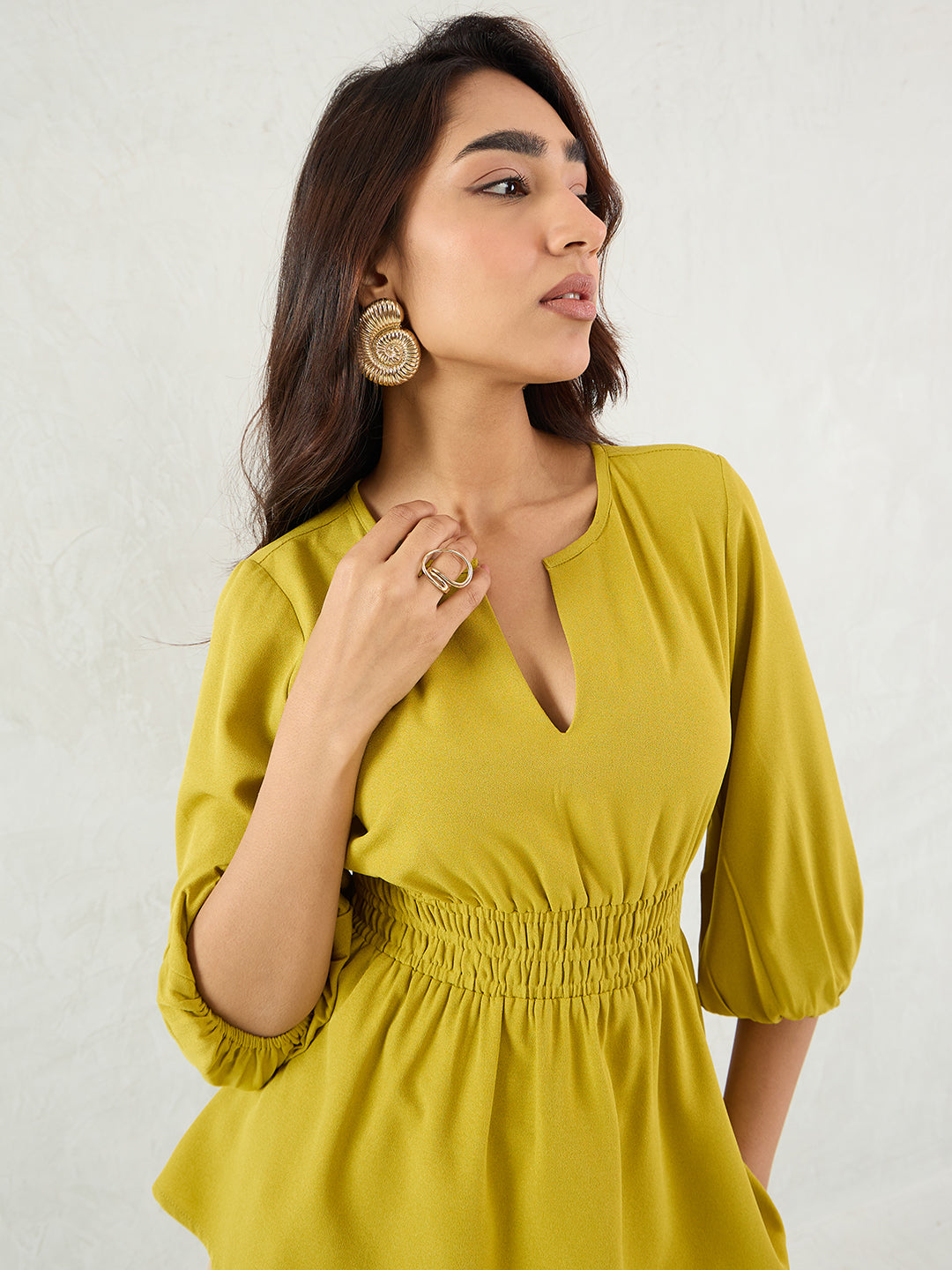 Citrine Green Cinched Waist Top