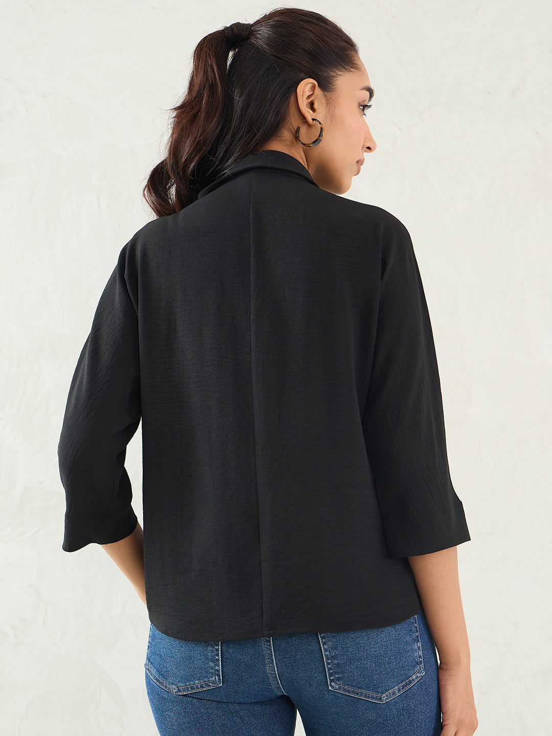 Black Pleat Detail Top