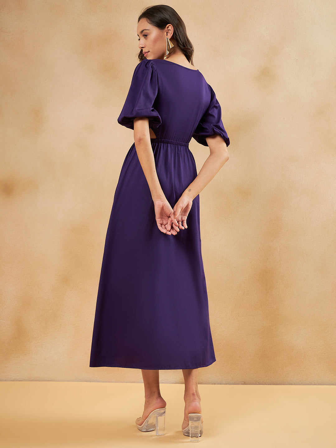 Purple Cotton Cut Out Maxi Dress