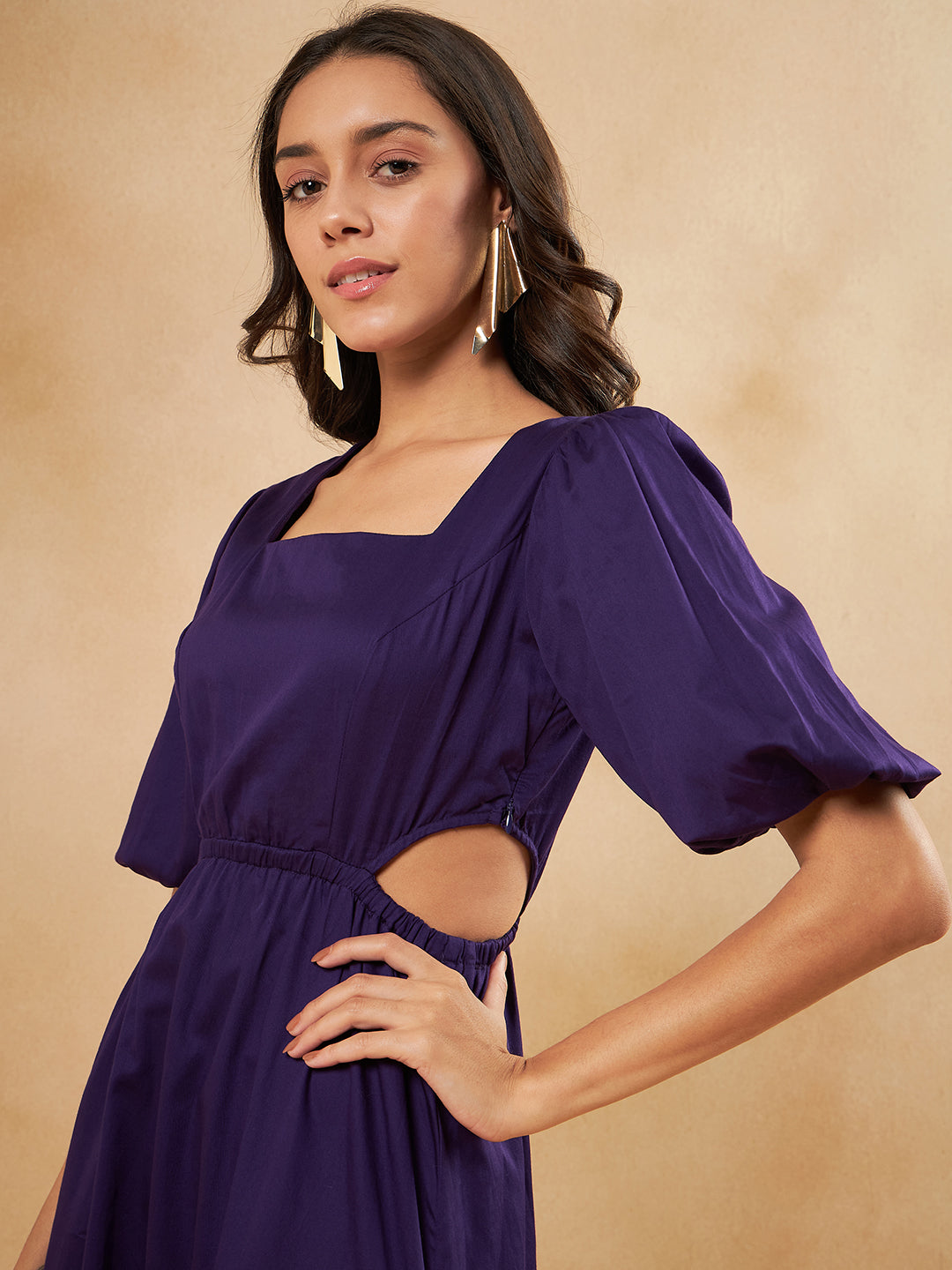 Purple Cotton Cut Out Maxi Dress