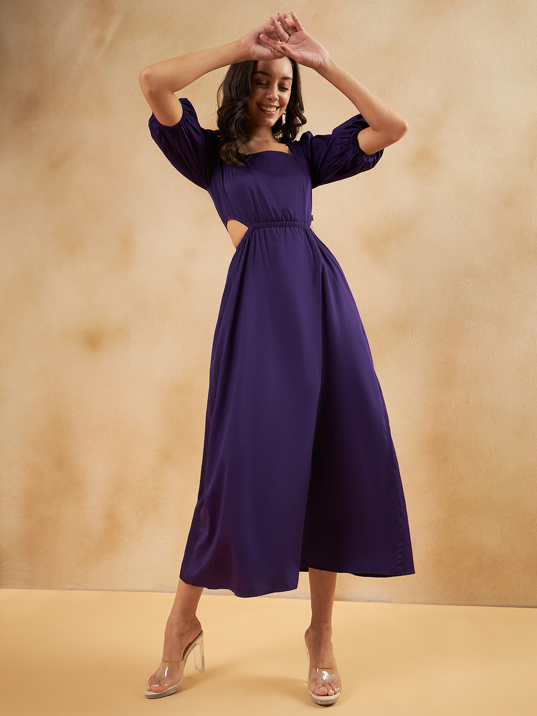 Purple Cotton Cut Out Maxi Dress