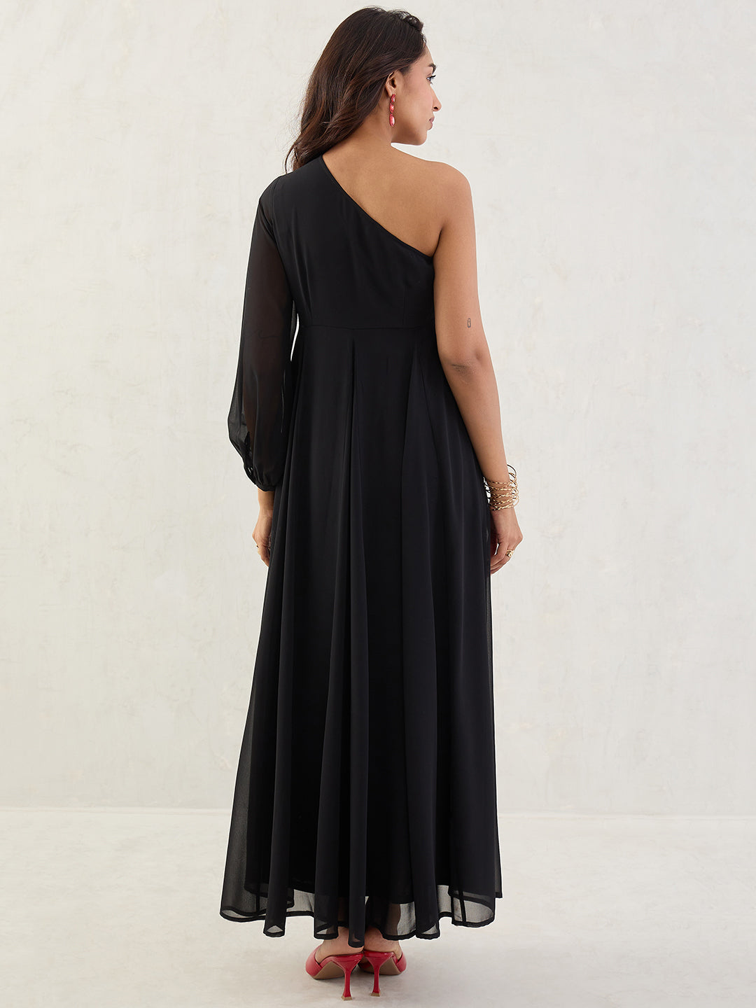 Black One Shoulder Maxi Dress