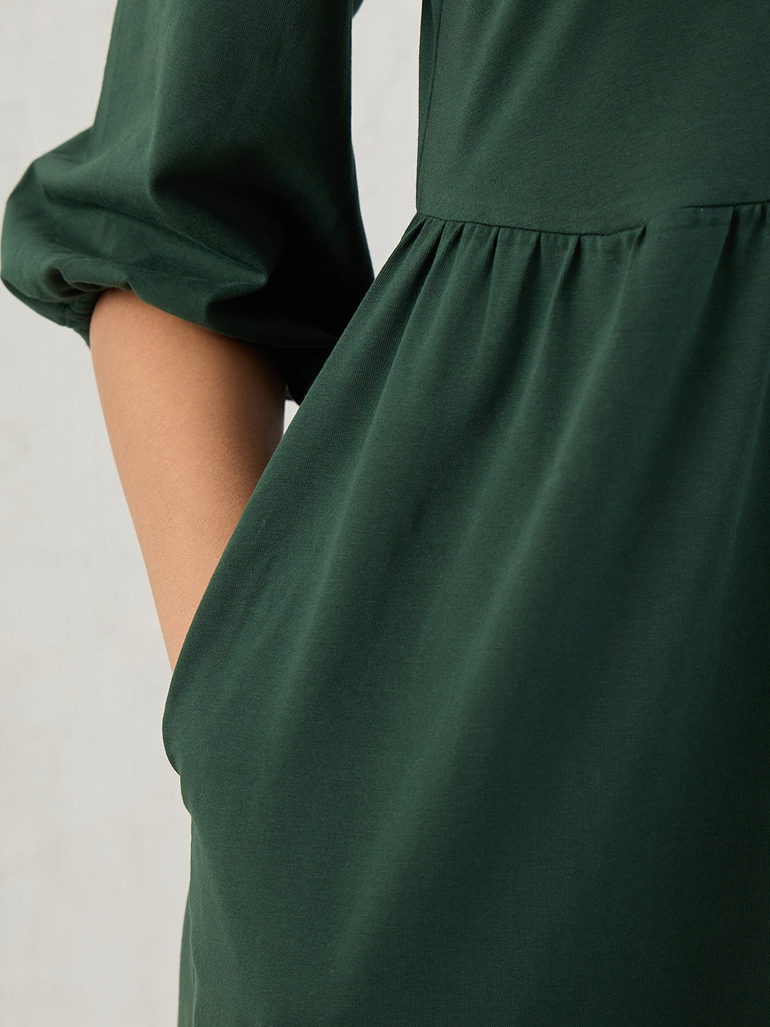 Forest Green Cotton Knitted Midi Dress