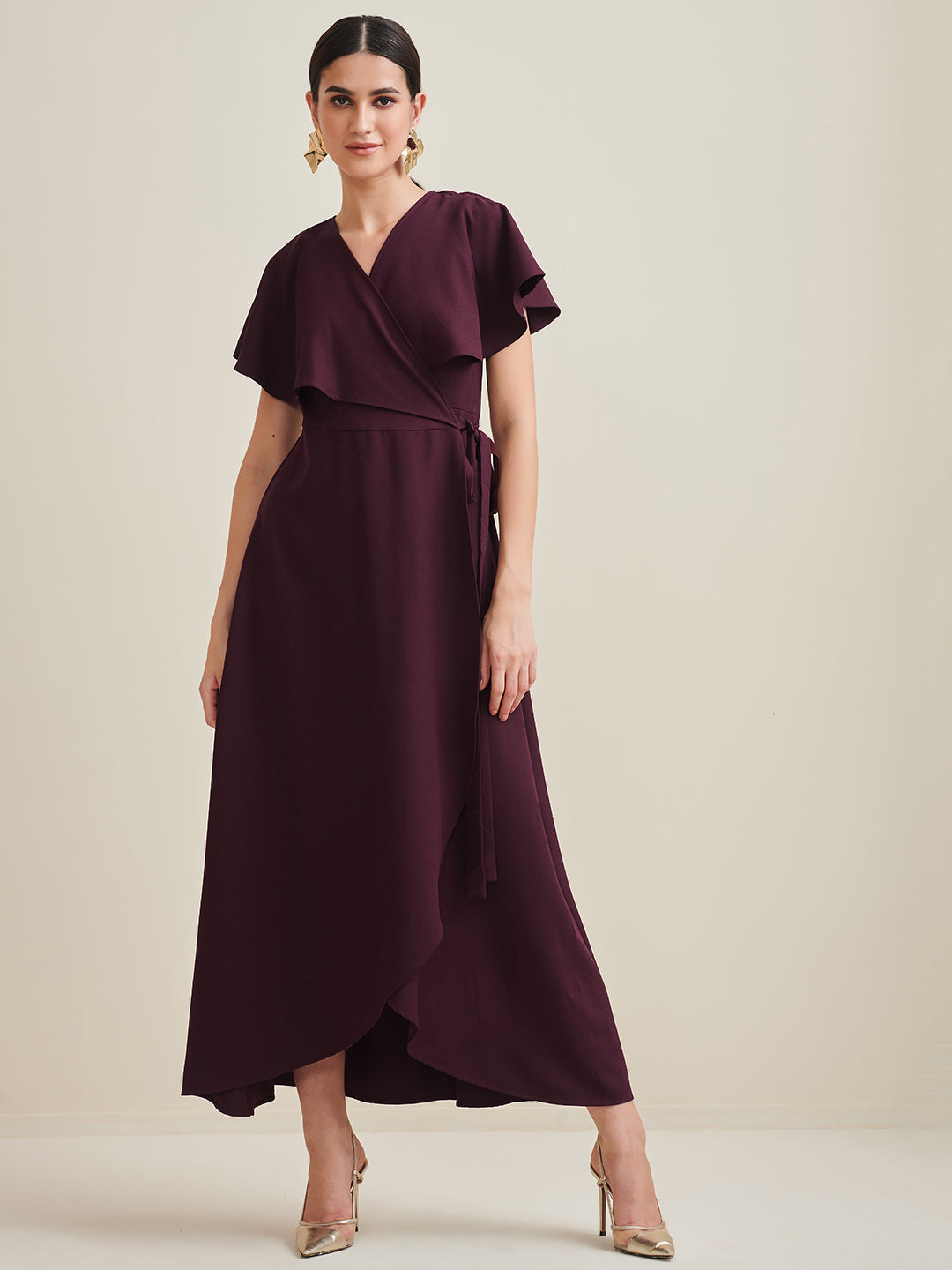 Wine Wrap Formal Maxi Dress