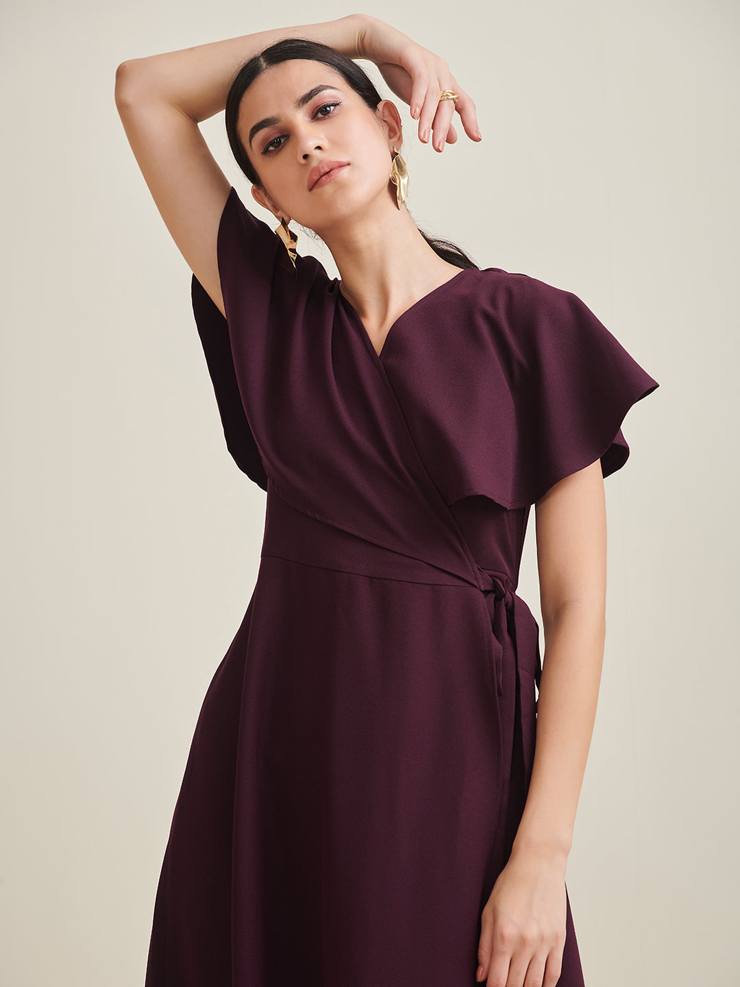 Wine Wrap Formal Maxi Dress