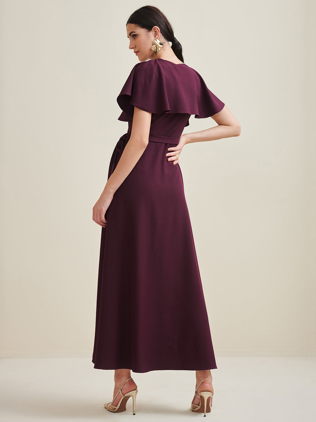 Wine Wrap Formal Maxi Dress