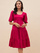 Pink Solid Back Bow Detail Midi Dress
