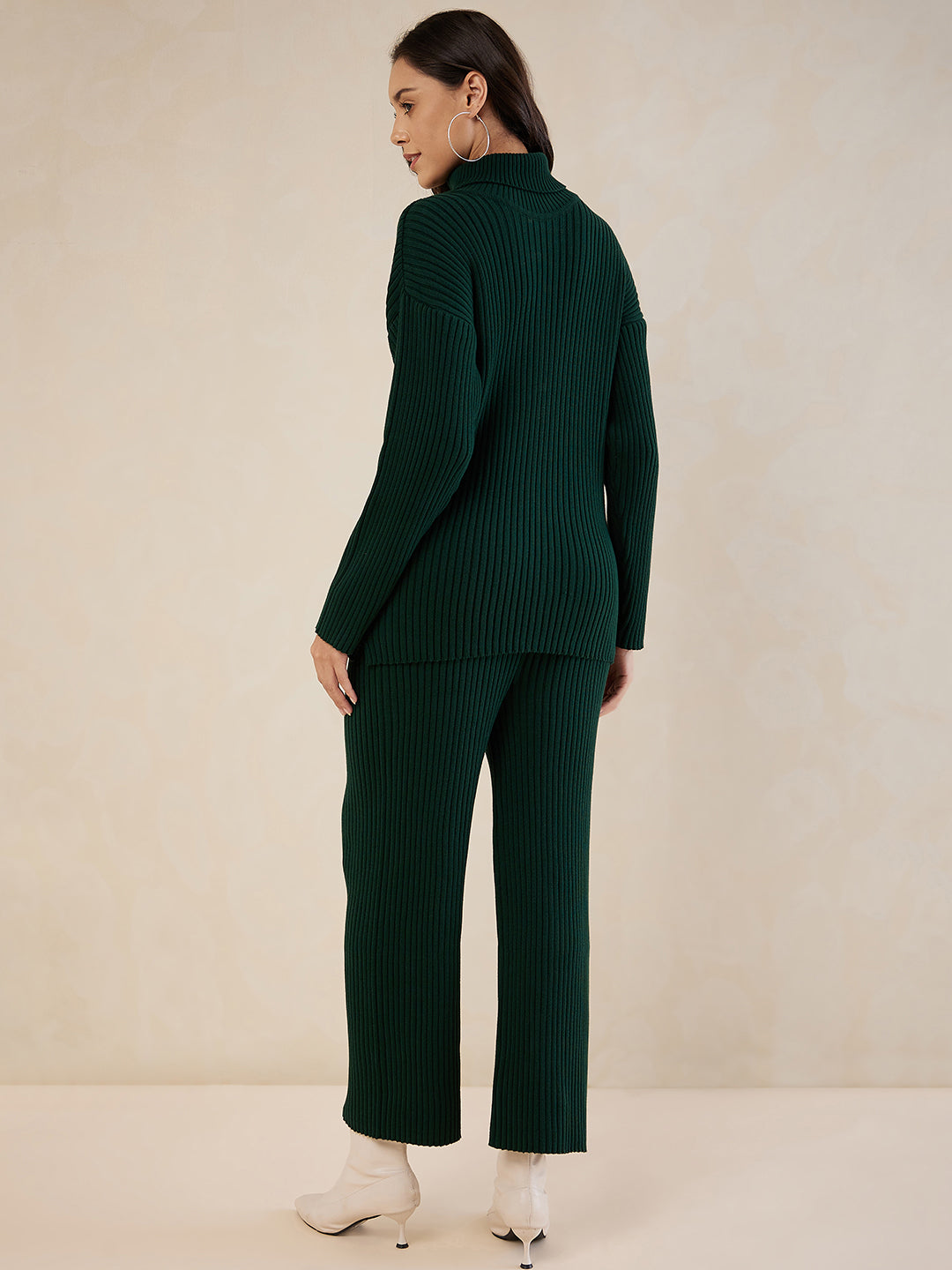 Green Solid Highneck Co-Ord Set