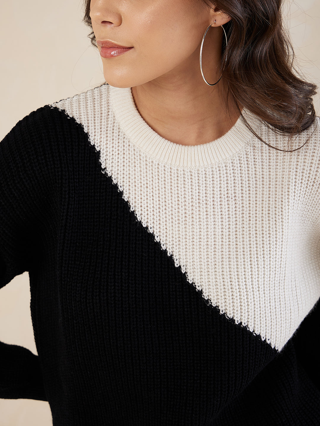 Black & Ecru Colorblocked Co-Ord Set