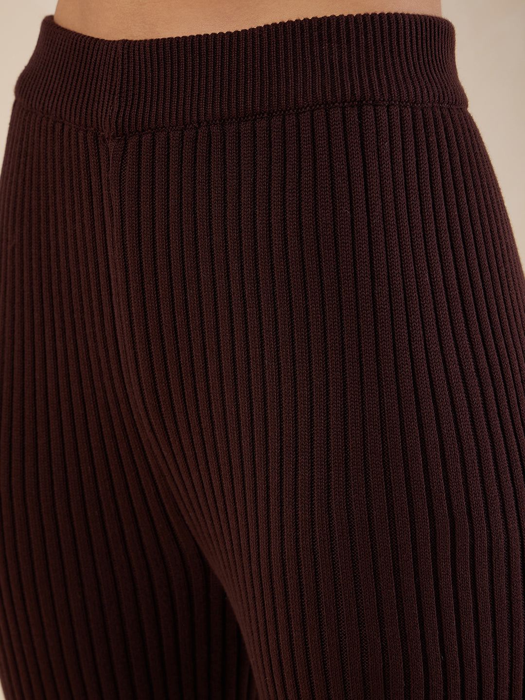 Brown Solid Highneck Co-Ord Set