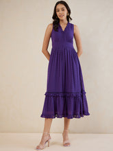 Purple Chevron Dobby Tiered Maxi Dress