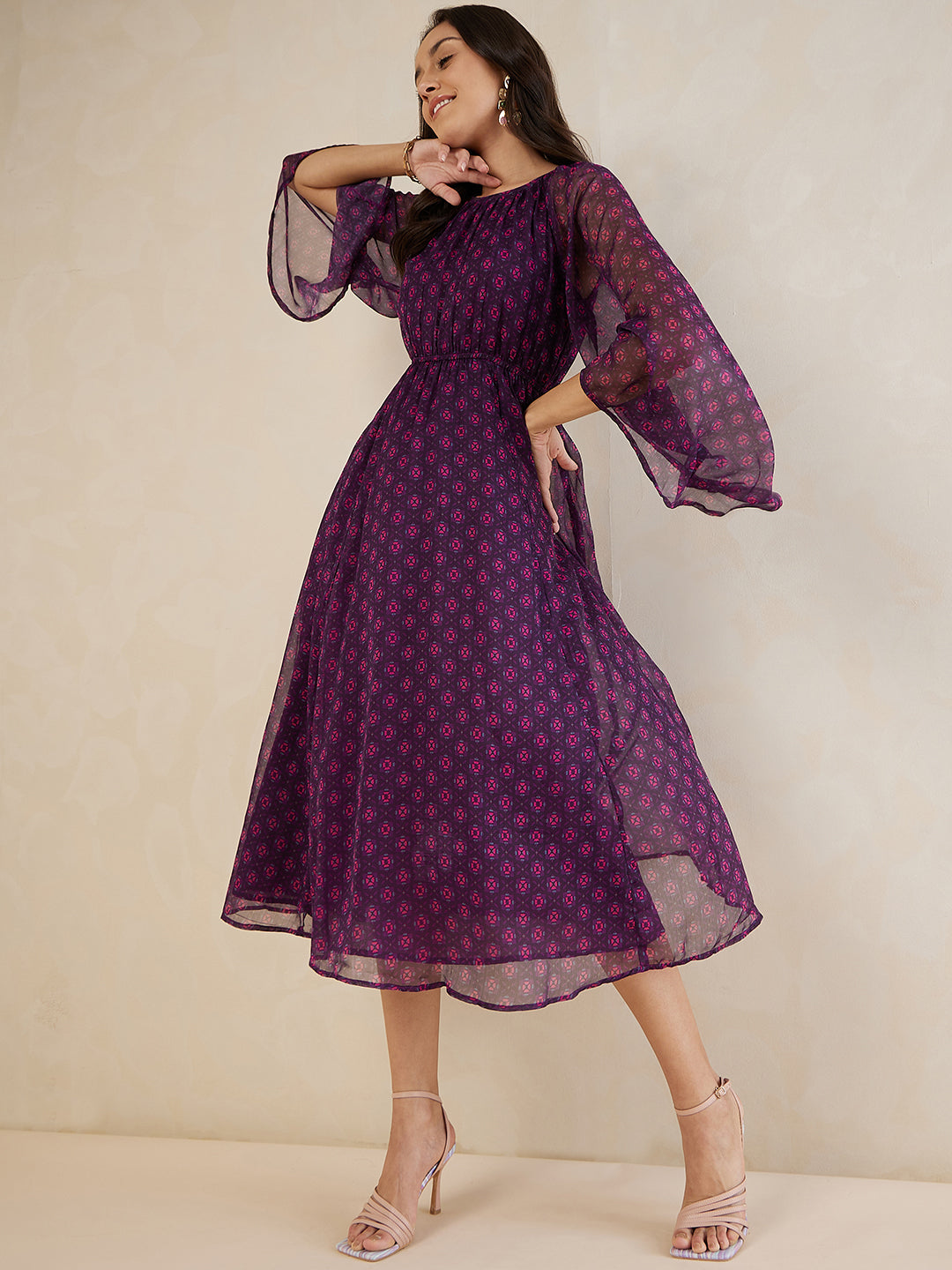 Plum Tile Printed Maxi Dress