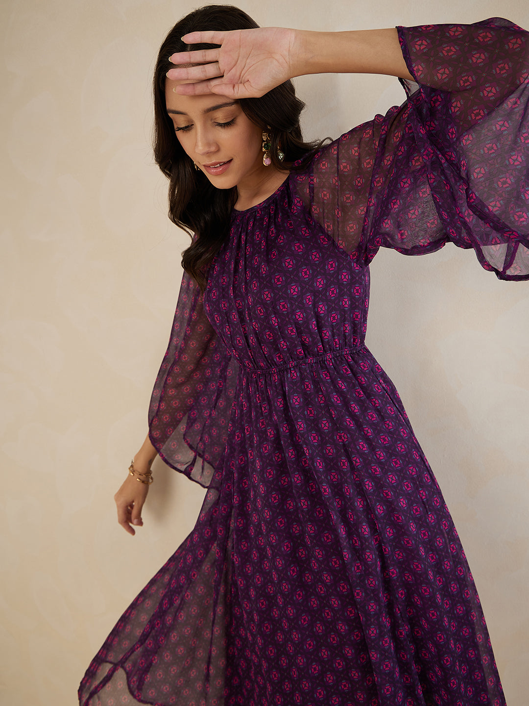Plum Tile Printed Maxi Dress