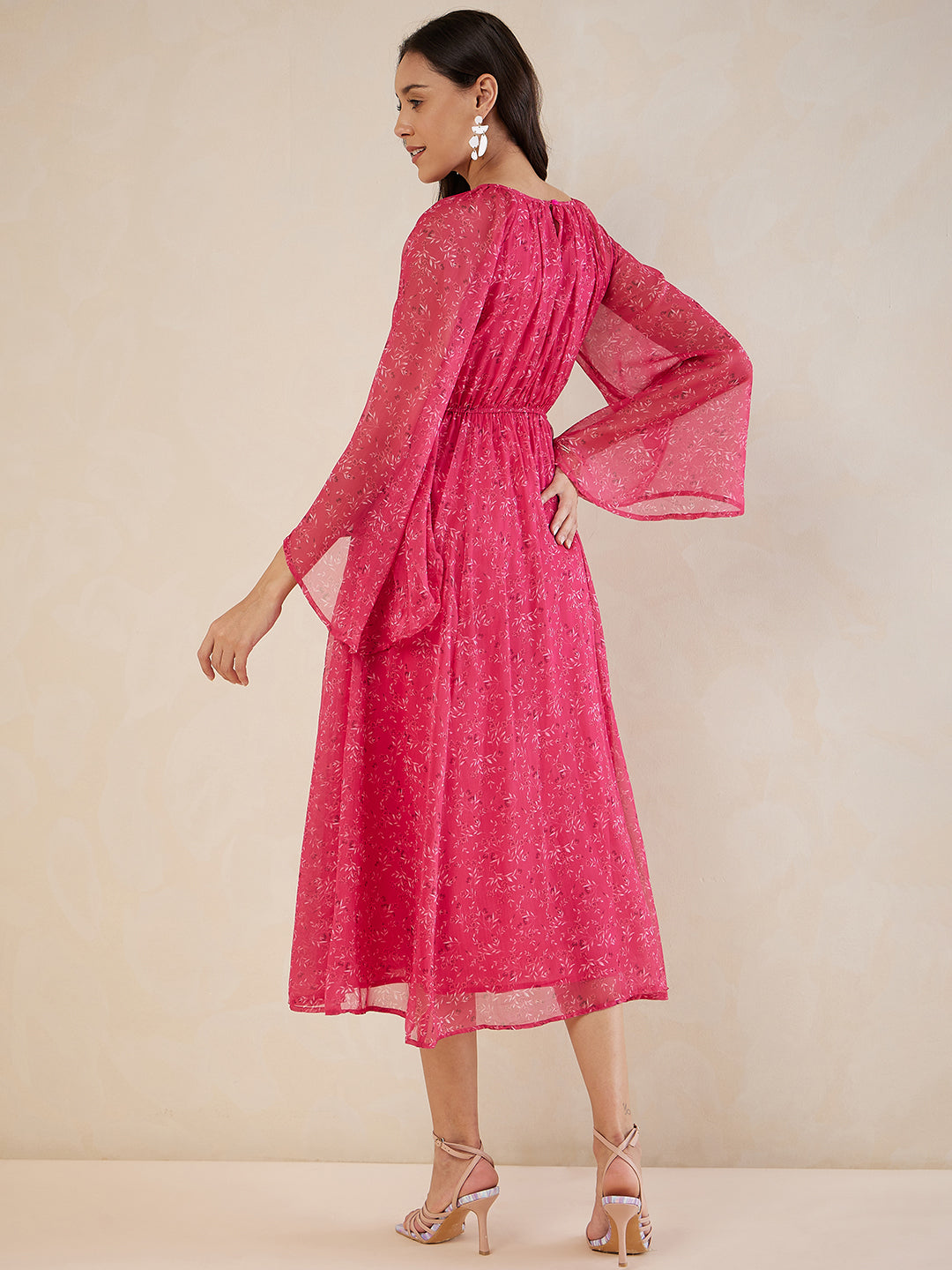 Pink Floral Printed Maxi Dress