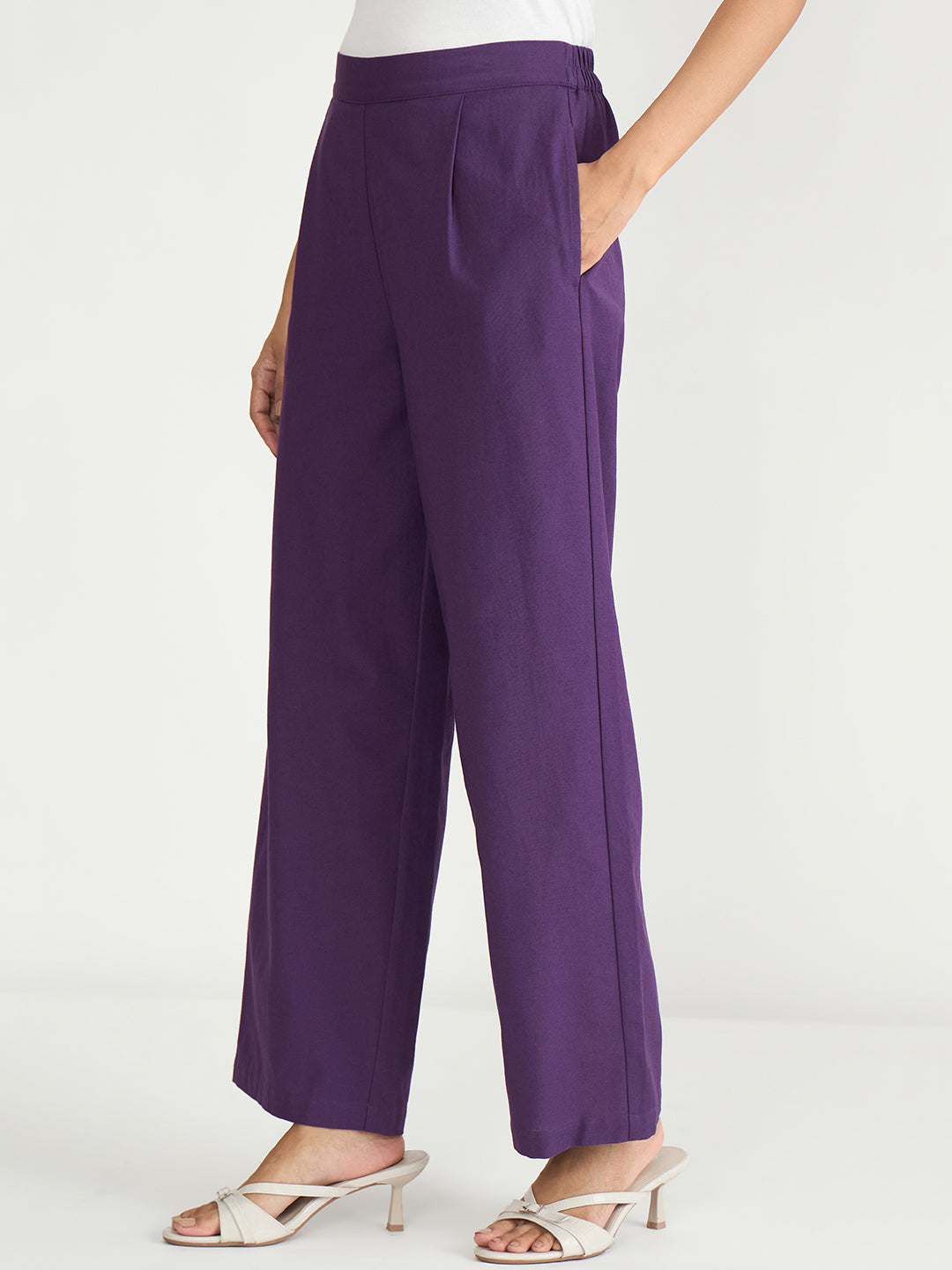 LinenLite Deep Plum Straight Pants