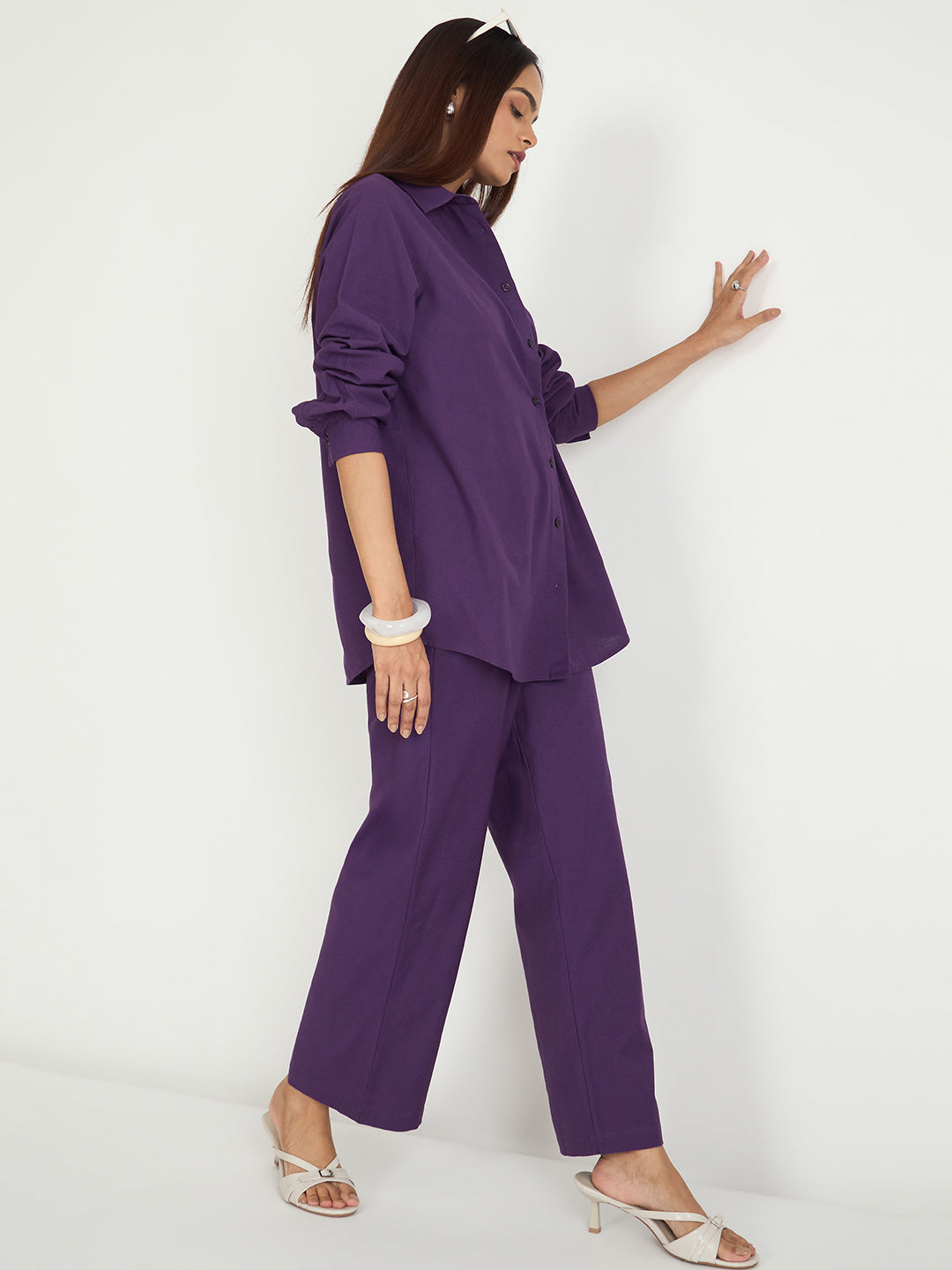 LinenLite Deep Plum Straight Pants