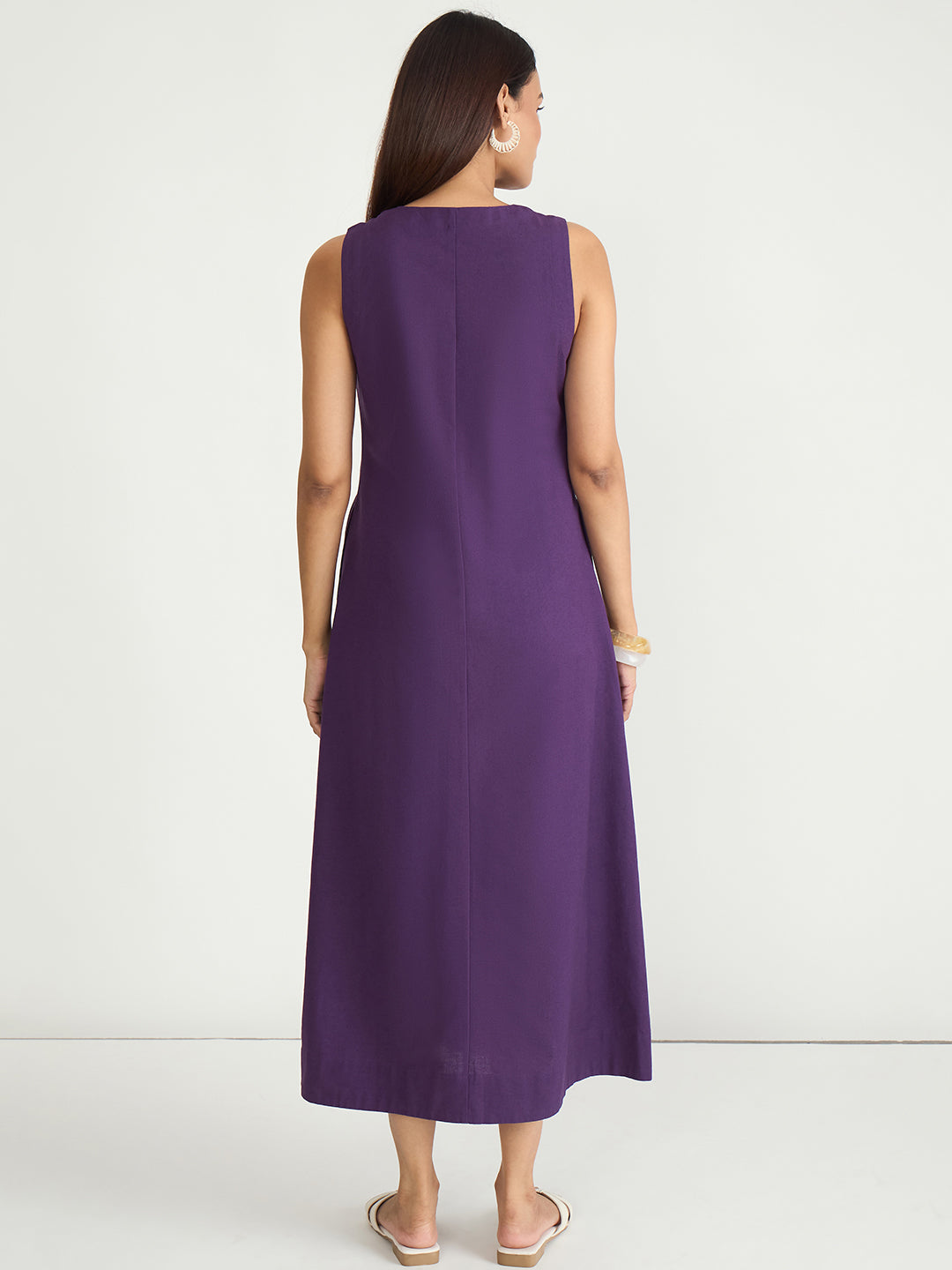 LinenLite Deep Plum A-line Maxi Dress