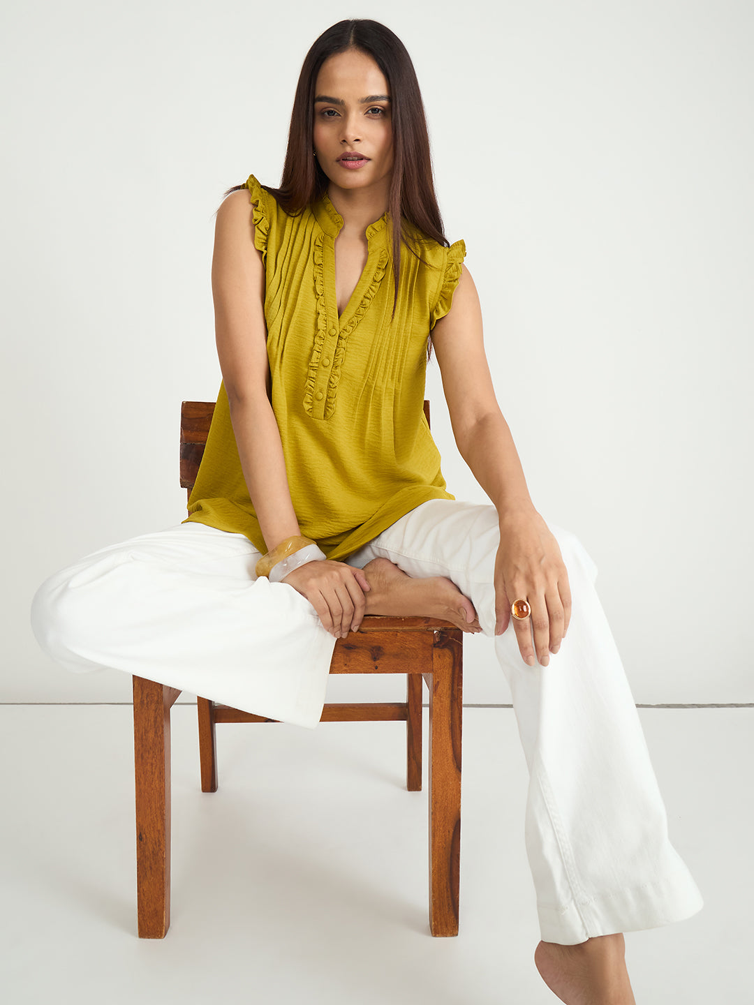 Citrine Pintuck Detail Top