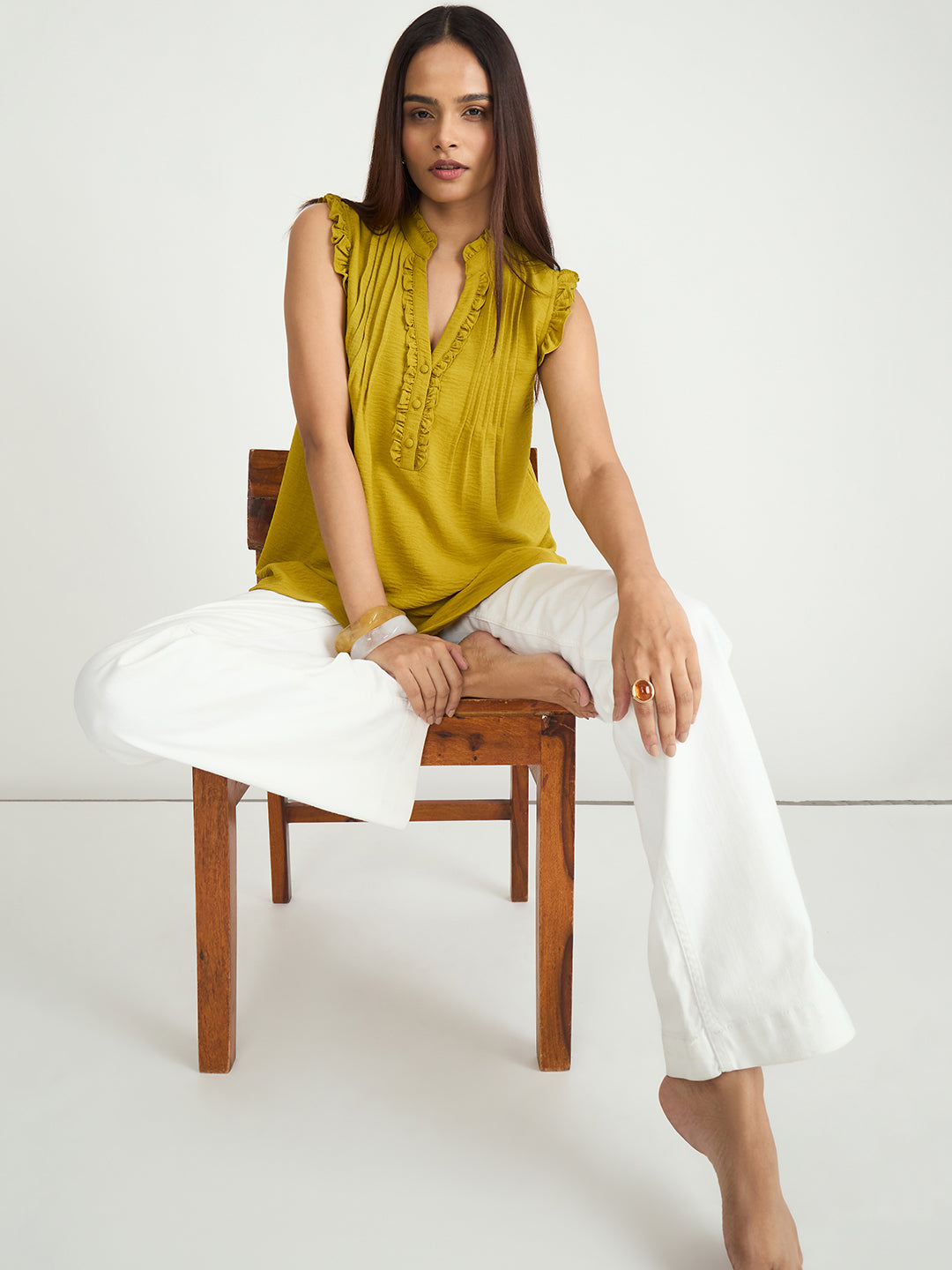Citrine Pintuck Detail Top