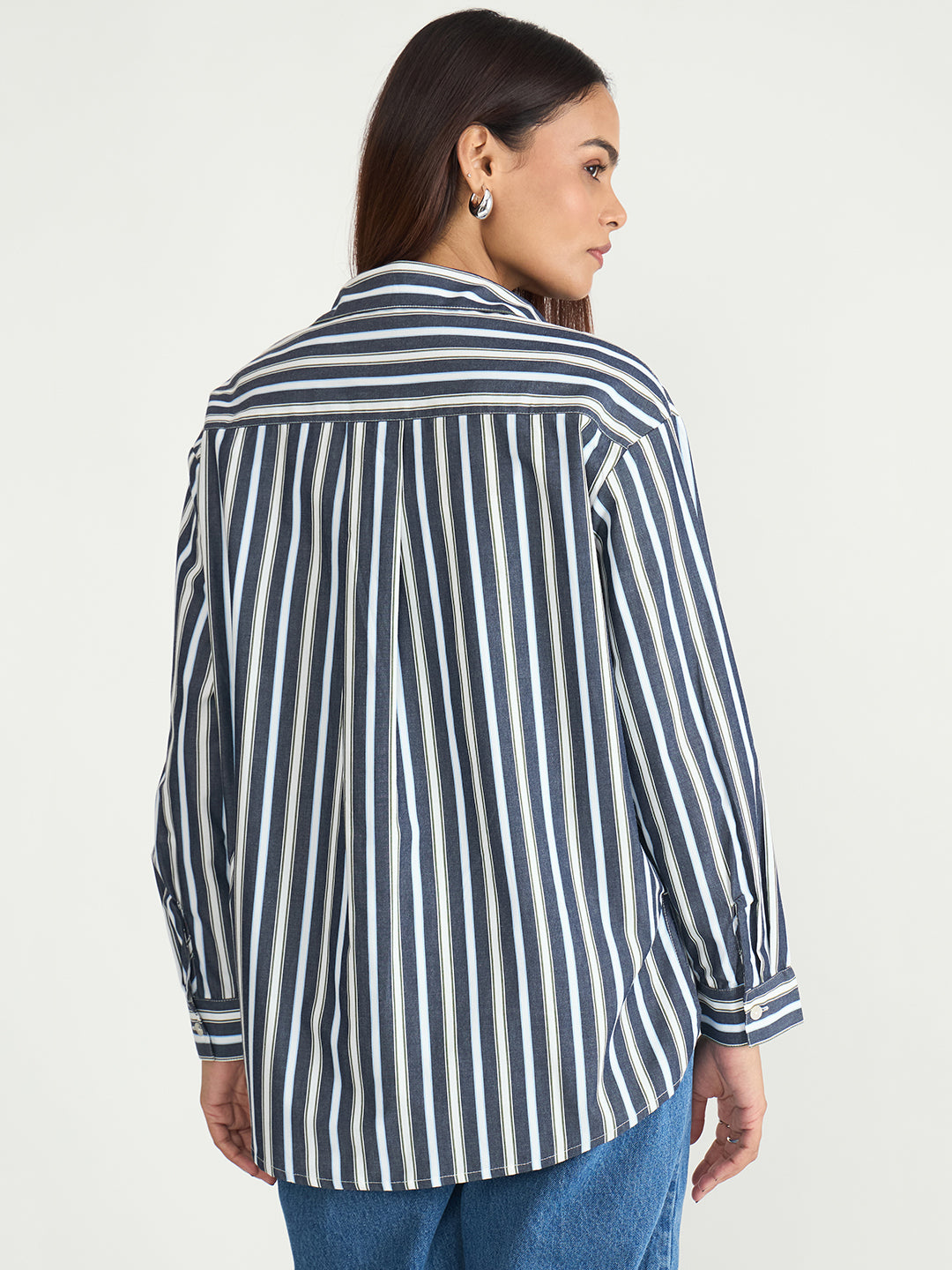 Charcoal Grey Stripe Oversized Shirt